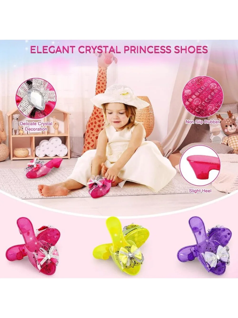 Princess Dress Up Toys & Jewelry Set for Girls Role Play Gift Ages 3+-Purple